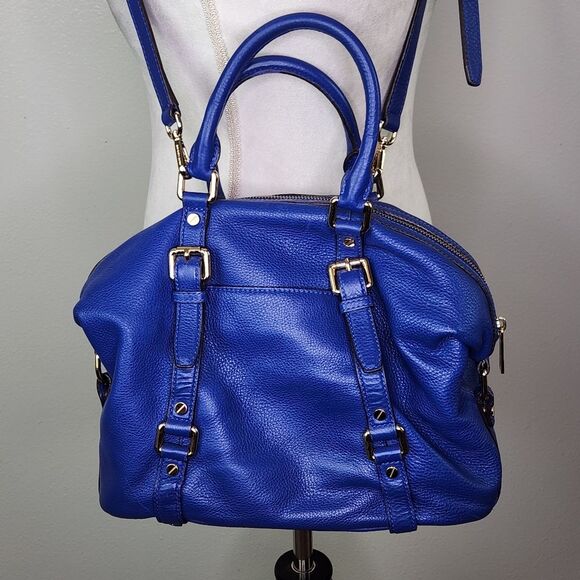 Michael Kors Blue Pebbled Leather Bedford Satchel - Picture 11 of 15